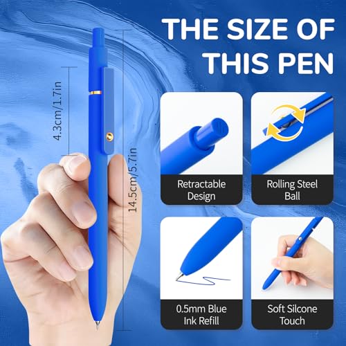 UIXJODO Blue Pens, 6 Pcs Blue Ink Pens Fine Point Smooth Writing Pens, 0.5mm Colored Ink Gel Pens for Journaling Note Taking, School Supplies Gifts for Women (6 Pcs Gold Blue - Blue Ink) - color: 6 Pcs Gold Blue - Blue Ink