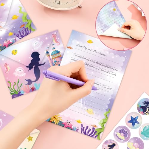 FUNCLASS 160 Pcs Mermaid Stationery Set Letter and Envelopes - color: Mermaid