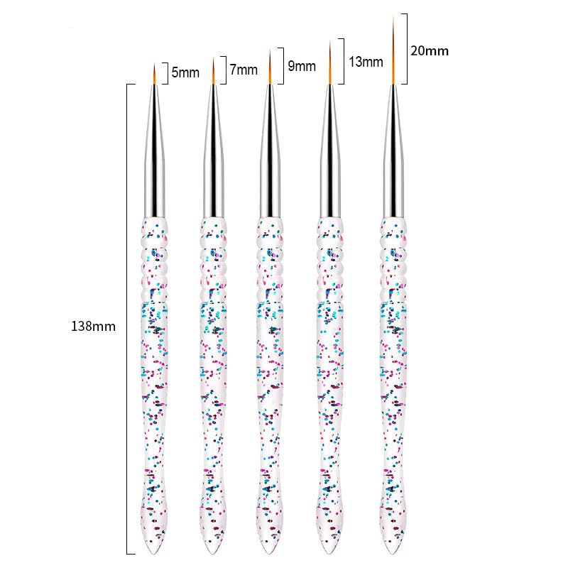 Nail Dotting Tools Kit - 10 Pcs, 5 Double-end Tools, 5 Nail Liner Brushes - color: c-10pcs