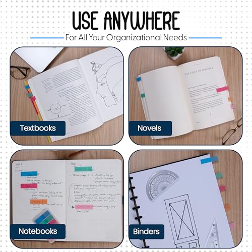 Essex Wares - 300 Pieces, 5 Bold Colors, Transparent Sticky Notes Tabs - color: Bold Colors