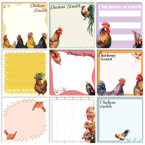 9 Pcs Chicken Gifts Sticky Notes, Back to School Supplies - style: Chicken