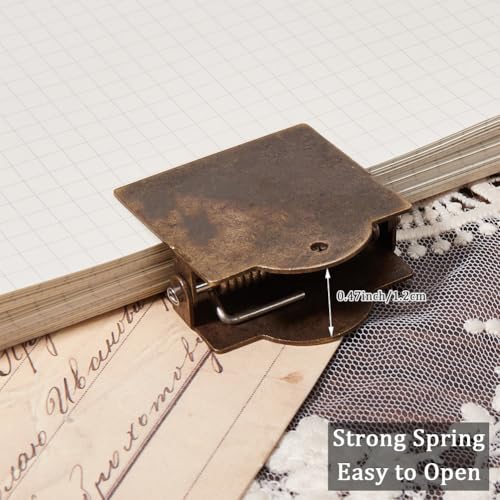 CRASPIRE 6Pcs Blank Metal Book Clip Antique Bronze Vintage Journal Notebook Clip Travelers Planner Page Holder Small Decorative Binder Holders TN Accessories for Art Journaling Reading Decoration