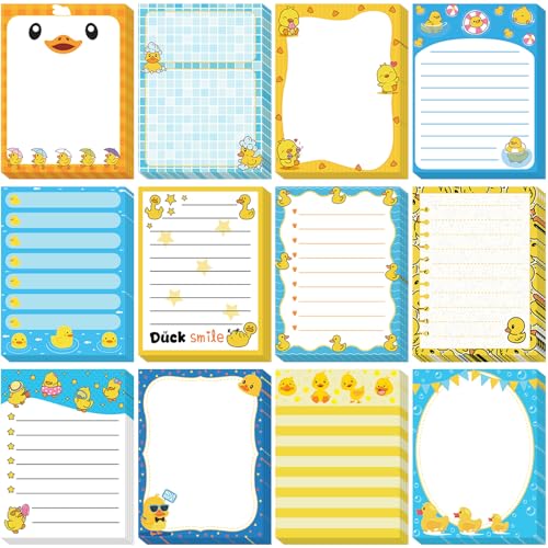 Chiisong 12 Pcs Duck Lovers Sticky Notes Yellow Ducks Self Stick Note Pad - style: Duck