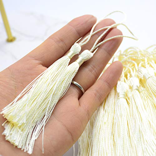 100Pcs 5 Inch Silky Bookmark Tassels for Jewelry, Souvenir(Mixed Cream) - color: #18