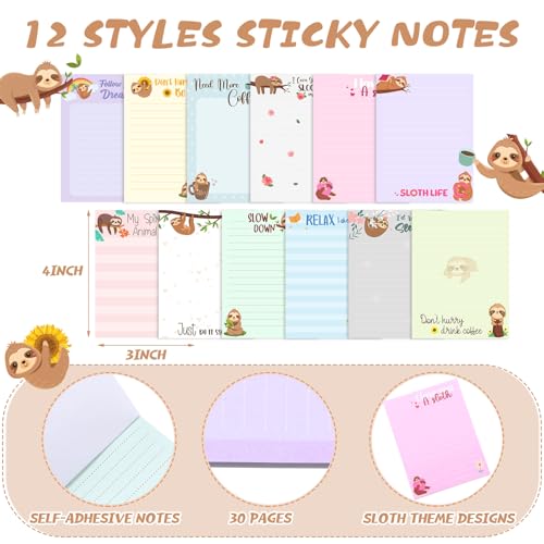 Dispowreath 24 Pcs Sloth Sticky Notes with Pens Gifts Party Favors - style: Sloth