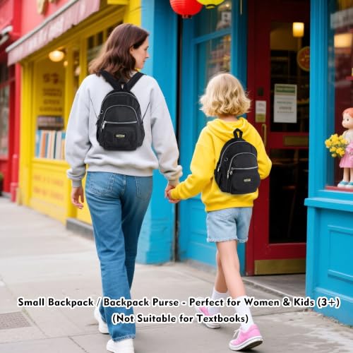 AOTIAN Mini Backpack for Women, Lightweight Sturdy Nylon Small Daypack - color: Mini Black