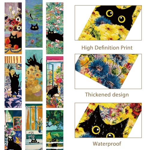 Black Cat Bookmarks, Vintage Oil Painting Paper Book Marks for Book Lovers - style: Black Cat