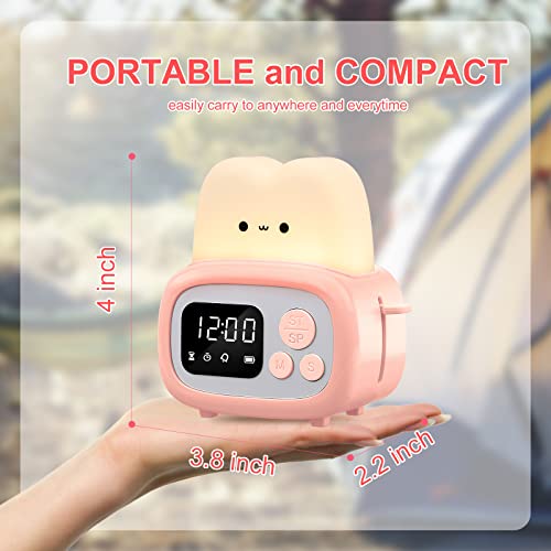 QANYI Timer Clock Night Light for Kids, Tiny Hand Size Portable LED Clock Lamp Kids Desktop Timer for Toothbrush, Learning, Exercise, Bathroom, Oven, Baking, Cooking, Table, Bedroom, Kitchen - style: I Pink