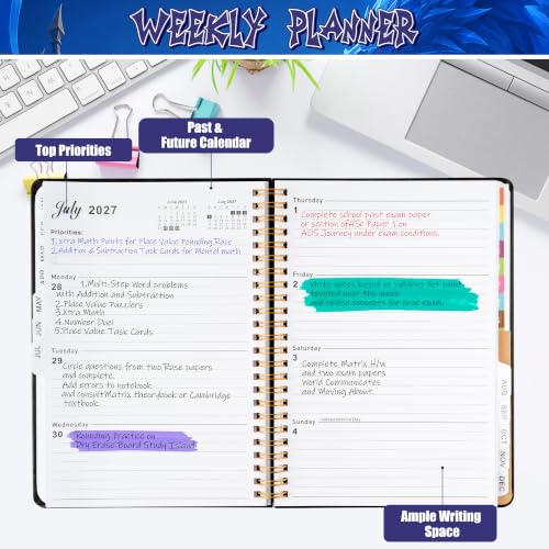 Xqumoi 2027 A5 Planner Dragon Blue Fire Weekly and Monthly Planner Gift - color: Blue Dragon 2027, size: A5