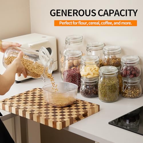 6 Pack 17oz Food Storage Jars with Airtight Lids, Preserving Seal Wire Clip Fastening Glass Containers, Canisters for Kitchen Organization, Flour, Cereal, Pasta, Sugar, Beans, Pickling Jars (17 Oz*6) - size: 17 Oz*6