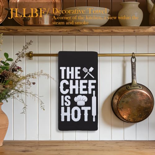 Funny Chef Kitchen Hand Towels 16x24 Inch, Cooking Gifts for Women Men, the Chef is Hot Decorative Hand Towels for Kitchen Dining Room, Housewarming Gifts - color: Is Hot