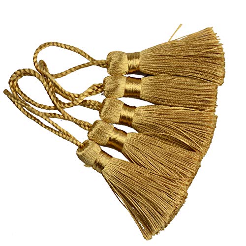 20Pcs 4.3 Inch Silky Mini Craft Tassels for Earrings, Souvenir(Champange) - color: #47champagne