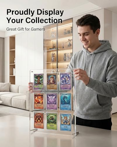 9-Card Acrylic Trading Card Display Frame with Slim UV Card Holders - size: 9 Cards Small