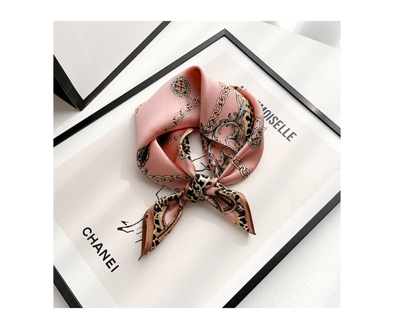 FEIBOON Mulberry Silk Scarf 21"x21" Small Square Scarfs for Women - color: Classic Pink