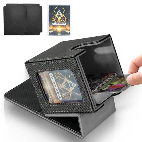 Card Deck Box for MTG Commander, Deck Case Holds 100 Double-Sleeved Cards - color: Black & Grey, size: 1 Box