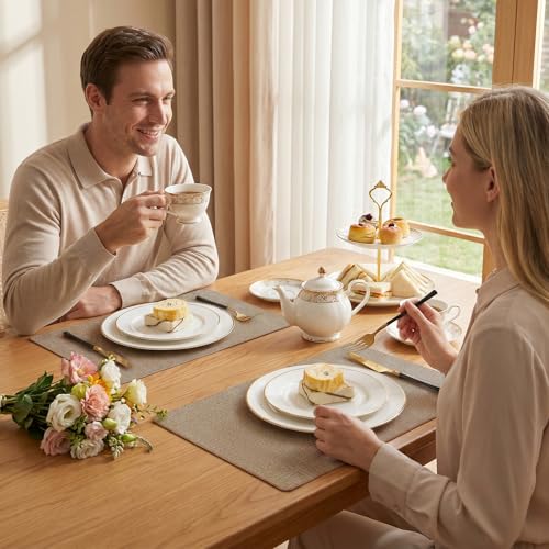 Romanstile Faux Leather Vinyl Placemats Set of 6, Coffee - color: Coffee