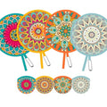4 Pack Assorted Mandala Pattern Hand Fan Foldable, Multi-Role Round Handheld Fans for Travel, Events, Indoor & Outdoor (Mandala) - style: Mandala