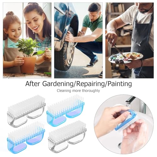 Larbois Handle Grip Nail Brush, Hand Fingernail Brush Cleaner Scrubbing Kit Pedicure for Toes and Nails Men Women (4 Pack) (Color-7) - color: Color-7