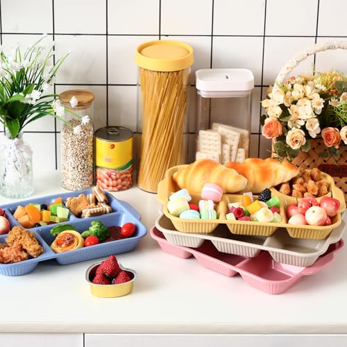 Pinkunn 8 Pcs 13'' Divided Plates for Adults Wheat Straw, Colorful - color: Colorful
