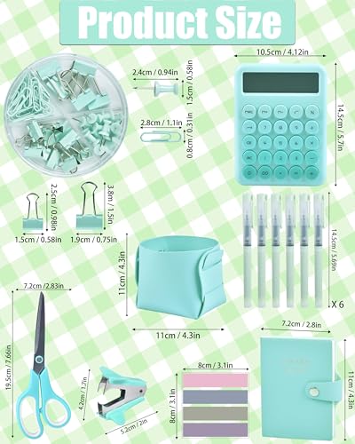 LXEVIHK Green and Blue Desk Accessories 21-Piece Office Supplies Gift Set - color: green+blue