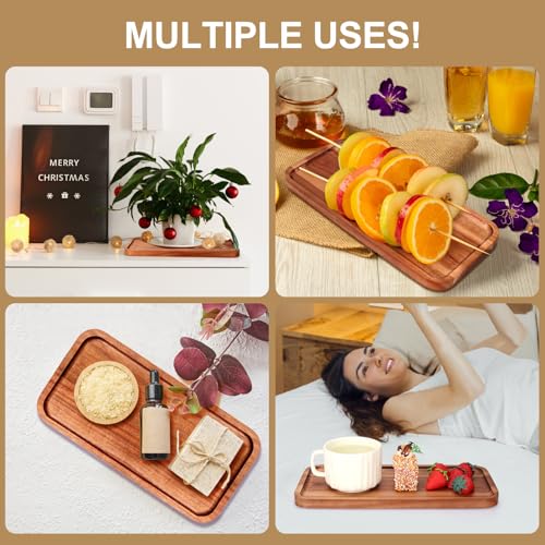 Small Wooden Platter Mini Charcuterie Boards Acacia Wood Serving Trays - size: 11" × 5.5" × 0.6"
