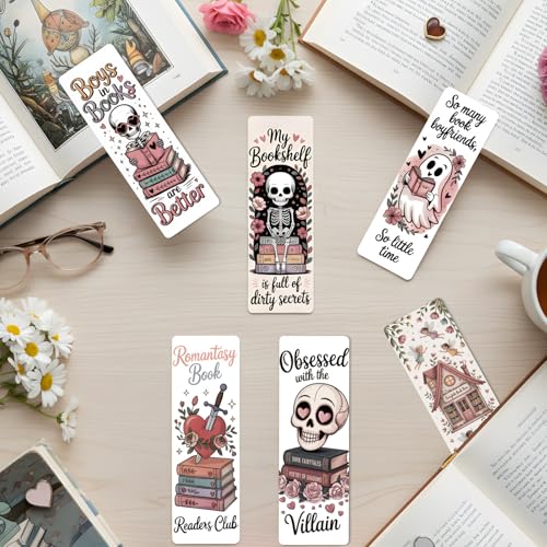 Dark Romance Bulk Bookmark for Women, 120 Pcs Cute Skull Dragon Paper Bookmarks Gift for Book Lovers, Romantasy Reading Accessories Creative Gifts for Men Teachers - style: Dark Romance
