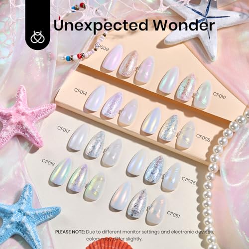 Beetles 8 Colors Chrome Nail Powder Mirror Effect Pearl White - color: Multicolor Aurora-8