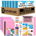Enday Back to School Supplies for Kids, Grades K-5 (Pink, 12 Kits) - color: Pink, size: 12 Kits