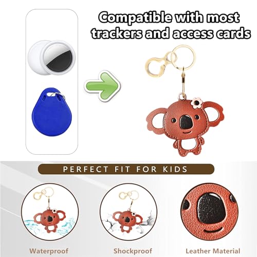 BORKUANA PU Leather Keychain holder Protective Case Compatible with AirTag - color: Koala Brown