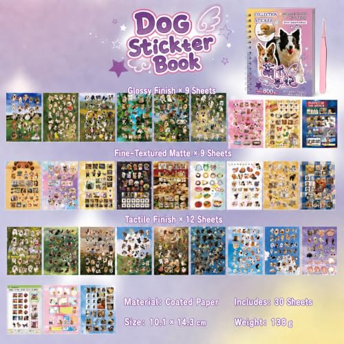 Japanese Cute Sticker Book,Pet Meme Stickers for DIY Kawaii Scrapbooking Journaling Handbook - color: Puppy Note