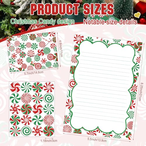 TaoBary 160 Pcs Christmas Candy Stationery Paper and Envelopes Set - size: 5.5 x 8.25 Inch, style: Christmas Candy