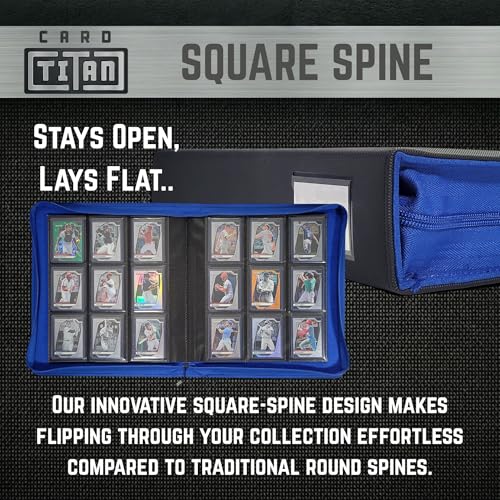 Card Titan Toploader Binder - 9-Pocket Trading Card Binder with Rigid Slipcase - Fits 252 Standard Top Loaders - Heavy-Duty Square Spine Case for Toploaders - Side-Loading Pages - Blue - color: Blue - 9 Pocket