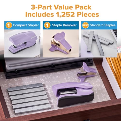 Bostitch Heavy Duty Stapler Value Pack, 40 Sheet Capacity, Light Purple - color: Light Purple