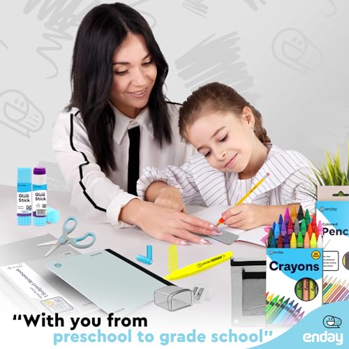 Enday Back to School Supplies for Kids, School Supply Box Grades K-5 (Grey, 1 Kit) - color: Grey, size: 1 Kit
