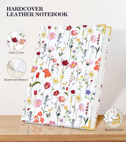 Lined Journal Notebook for Women, A5 Hardcover Leather Journaling Notebooks for Writing, 200 Pages Travel Journal, College Ruled Notebook for Work School, Note Taking 5.75'' X 8.38'' Garden Floral - color: Garden Flower