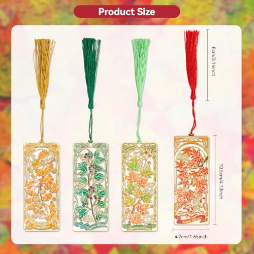 4 Pieces of deciduous Metal Bookmarks, Very Suitable for Female Readers (BKM-069-F4) - color: Deciduous Series