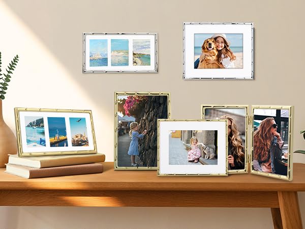 YiPinYin Elegant Silver Plated 3.5x5'' Bamboo Detail Designs Metal Picture Frame 2pack,with Real Glass & Soft Touch Velvet Backing for Desktop and Wall Décor - color: Silver, size: 3.5x5''(2PK)