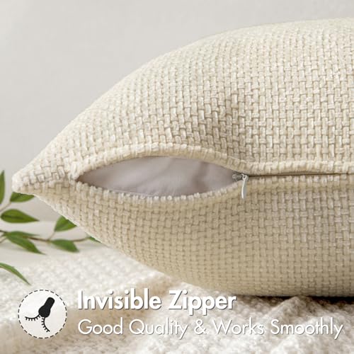 MIULEE Decorative Couch Throw Pillow Covers 18x18 Inch Neutral Cream 2 Pack - color: Cream, size: 18" x 18" (Pack of 2)