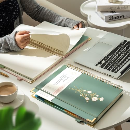 Ovesmusl 5-Subject Hardcover Spiral Notebook, 8.5" x 11", College Ruled - color: Green, size: 8.5"x11"