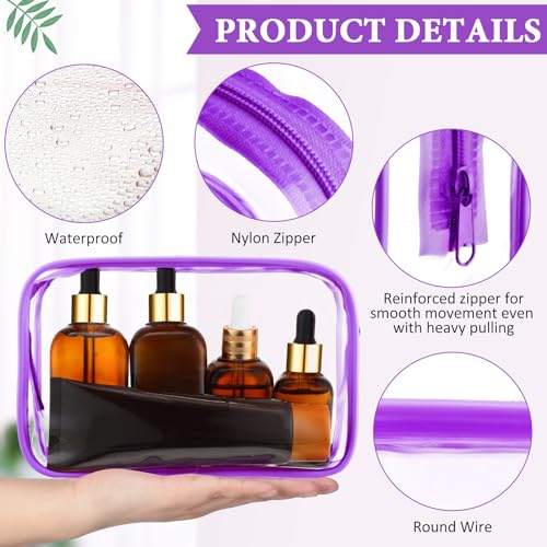 Weewooday 12 Pcs Clear Cosmetic Bags PVC Zipper,Medium,Purple - color: Purple, size: Medium