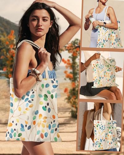 Miss Adola Cute Aesthetic Canvas Tote Bag for Women - color: Leaves