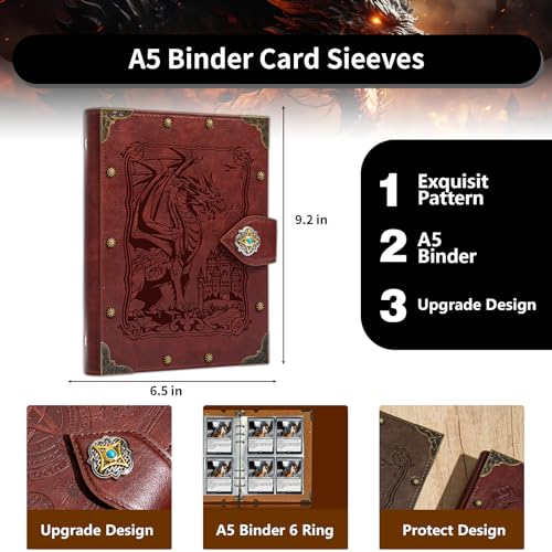 DUROTAN Trading Card Binder-4 Pocket Can Hold 240 Cards Portable Card - color: 2-DragonKing-Red