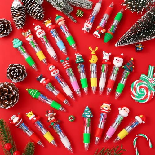 24PCS Christmas Multicolor Pens 4 Colors in 1 0.7mm Cute Gifts Pens - style: Christmas-24pcs