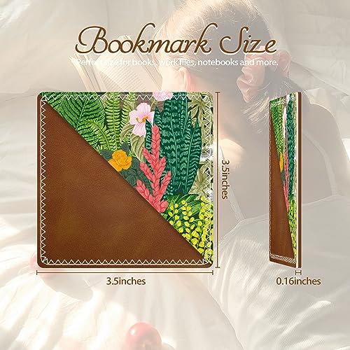 Personalized Leather Bookmarks, Fun & Cute Book Accessories for Reading Lovers, Unbreakable Page Markers for Women Men Girls Boys Student Teacher Kids Retirement Birthday Gifts (Flowering Plant) - color: Flowering Plant