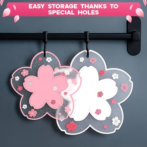 Cherry Blossom Coaster for Desk Set of 2, Non-Slip PVC Cup Mats - color: 2pcs Cherry Coasters