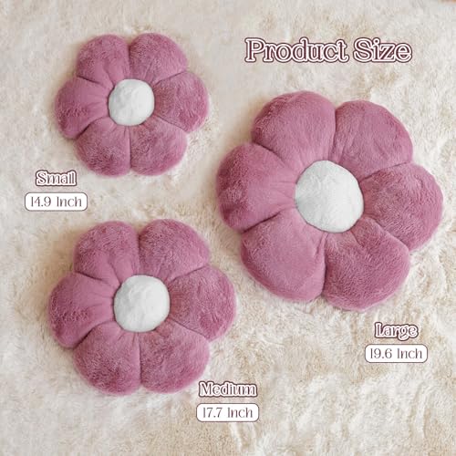 Kcvvcr Dusty Purple Flower Pillow, Cute Decorative Flower Shaped Throw Pillow with Faux Rabbit Fur, 14.9" Soft Flower Plush Throw Pillow Floor Pillows Room Décor for Bedroom Living Room - color: Dusty Purple, size: 14.9 Inch