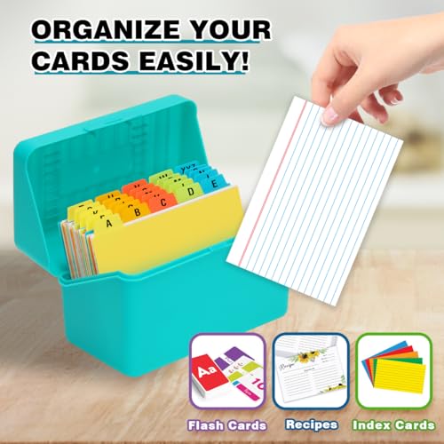H4D 4x6 Index Card Holder with 100 Index Cards and 25 Dividers, Teal - color: Teal, size: 4"x6"
