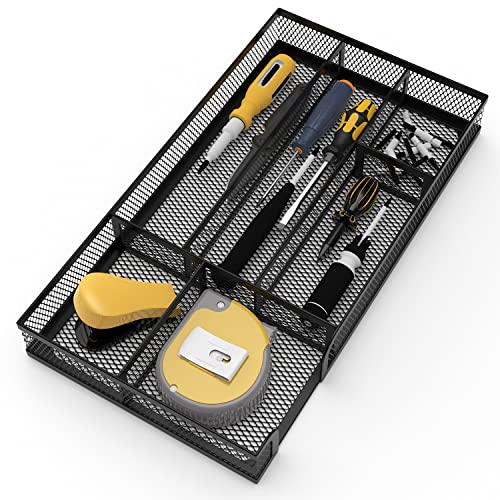 Desk Drawer Organizer, Metal Mesh Dividers Organizer (Blak-2P, Small) - color: 2PC-Black-Small