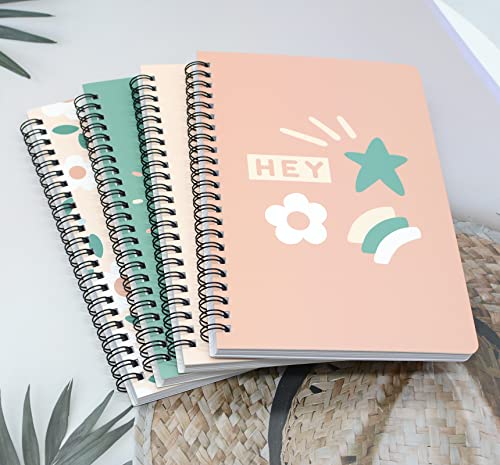 Yansanido Spiral Notebook, 4 Pcs A5 Cherry Design Hardcover 8mm Ruled 4 Color 80 Sheets -160 Pages Journals for Study and Notes (Cherry) - style: Cherry