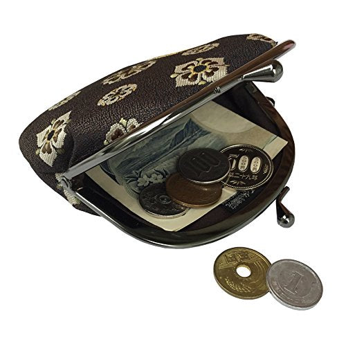 Nishijin brocade round clasp purse/coin purse with lining, size L. (Shosohanabishimon) - color: Shosohanabishimon